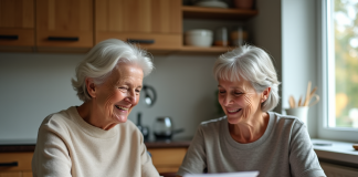 Aide à domicile : qui peut en bénéficier ? Les critères et démarches à connaître Femme aidante et dame souriantes dans la cuisine