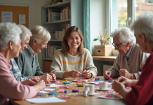 Devenir animatrice pour personnes âgées : les étapes à suivre pour réussir Femme en groupe lors d'un atelier créatif communautaire