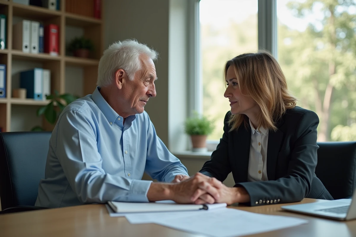 Rencontre entre un homme et une femme dans un bureau social