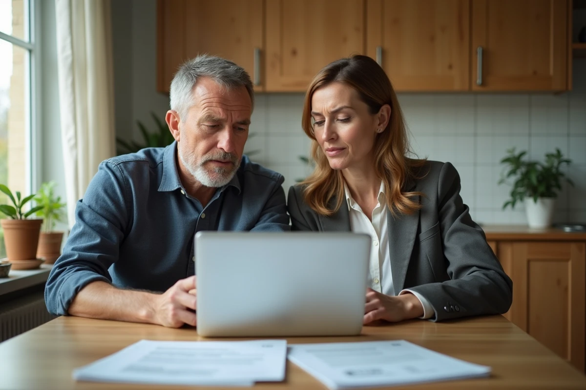 Couple d'âge moyen planifiant leur retraite à la maison