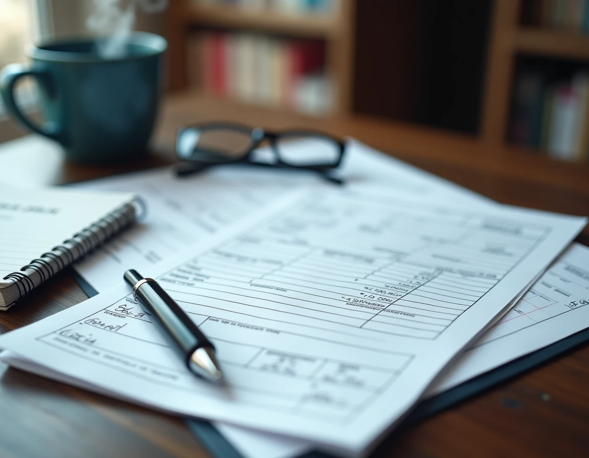 Gros plan d'une déclaration d'impôts française avec des calculs manuscrits sur l'abattement fiscal des retraites