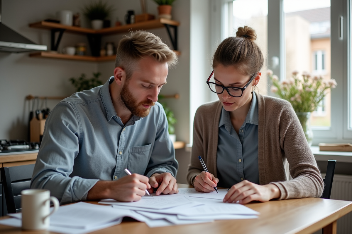 Jeune homme belge remplissant des formulaires avec une femme