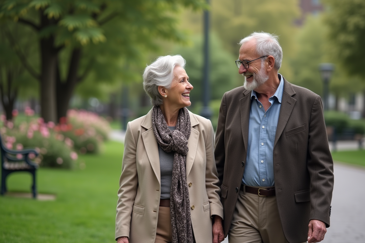 Femme élégante marchant dans un parc urbain en compagnie d