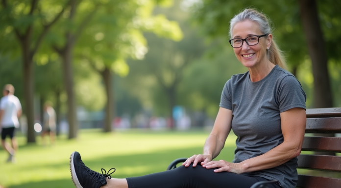 Arthrose : comment je me suis débarrassée de cette maladie chronique ! Femme souriante en détente dans un parc urbain