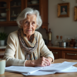 Reste à charge EHPAD : Qui le finance vraiment ? Femme senior lisant des documents dans une cuisine chaleureuse