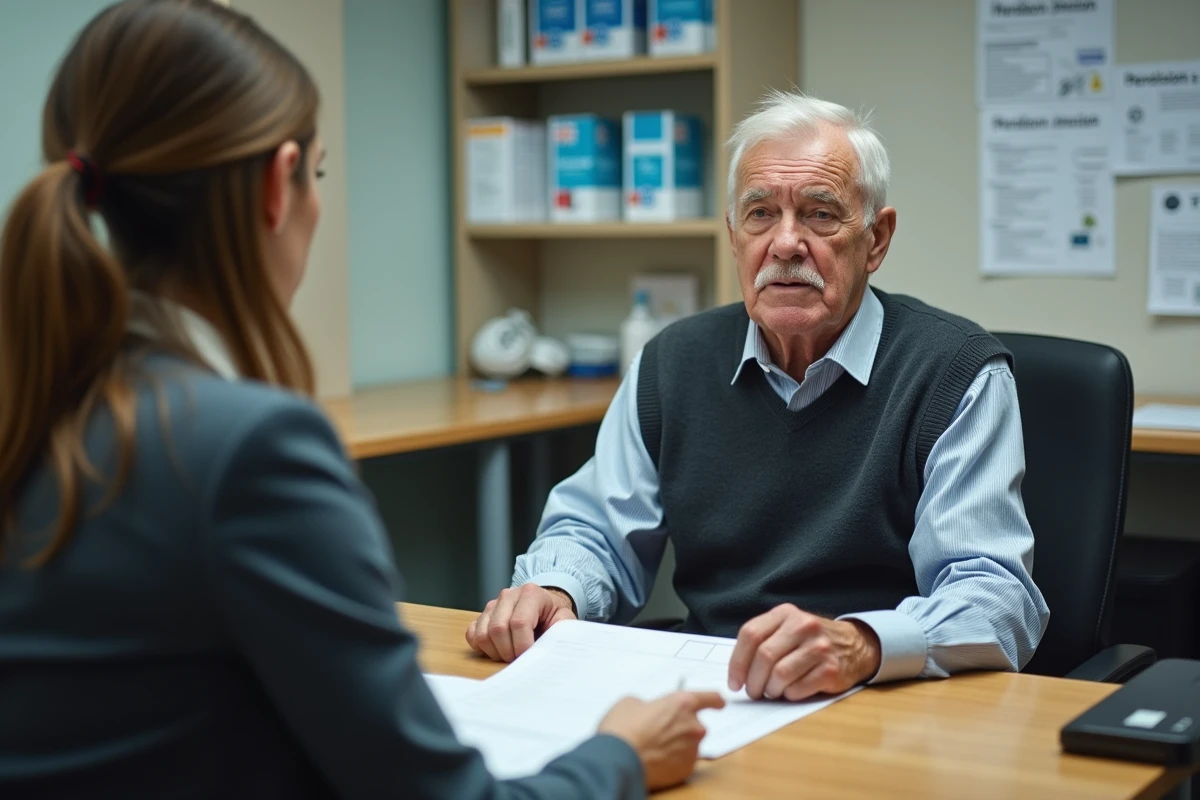 Homme âgé en consultation avec un conseiller administratif