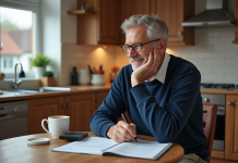 Retraite: choix adapté pour un salaire de 3000 euros net Homme d'âge moyen souriant vérifiant ses documents de pension