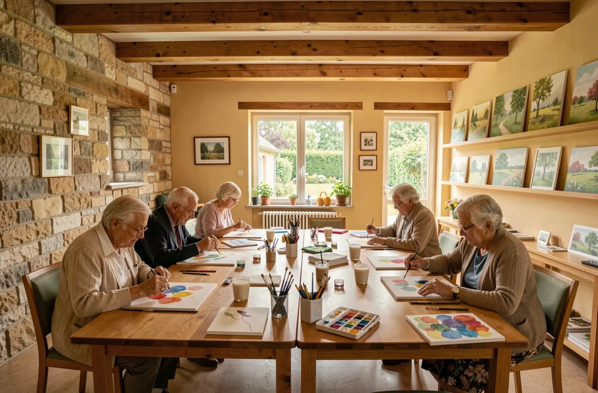 Atelier peinture aquarelle à la résidence senior Les Jardins d'Arcadie de Lagny-sur-Marne Saint-Joseph