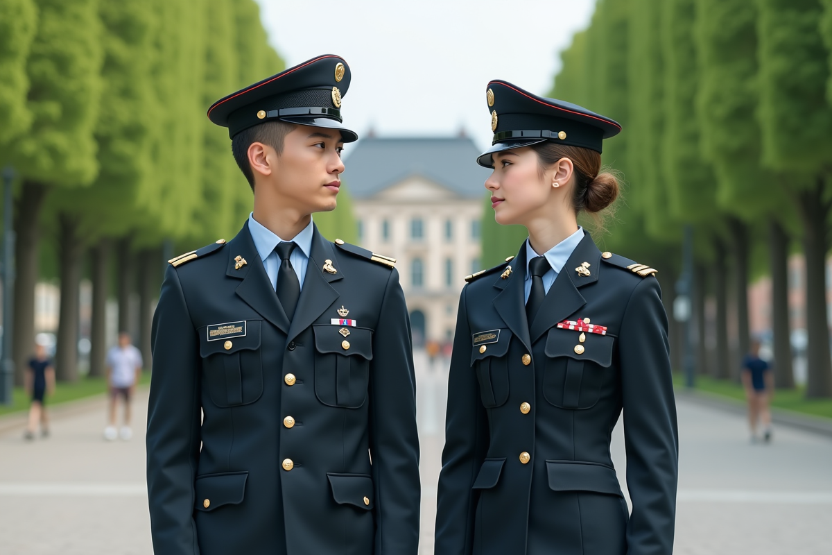 Jeunes soldats en uniforme lors d'une cérémonie officielle