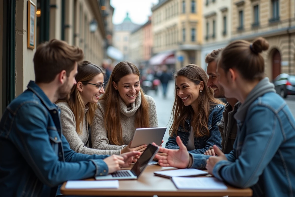 Jeunes adultes discutant d