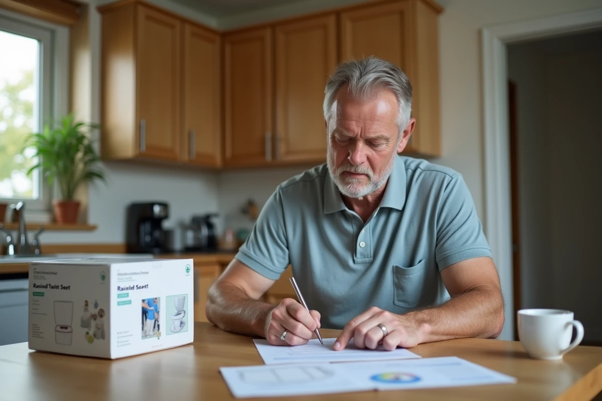 Homme remplissant formulaires de sante a la maison